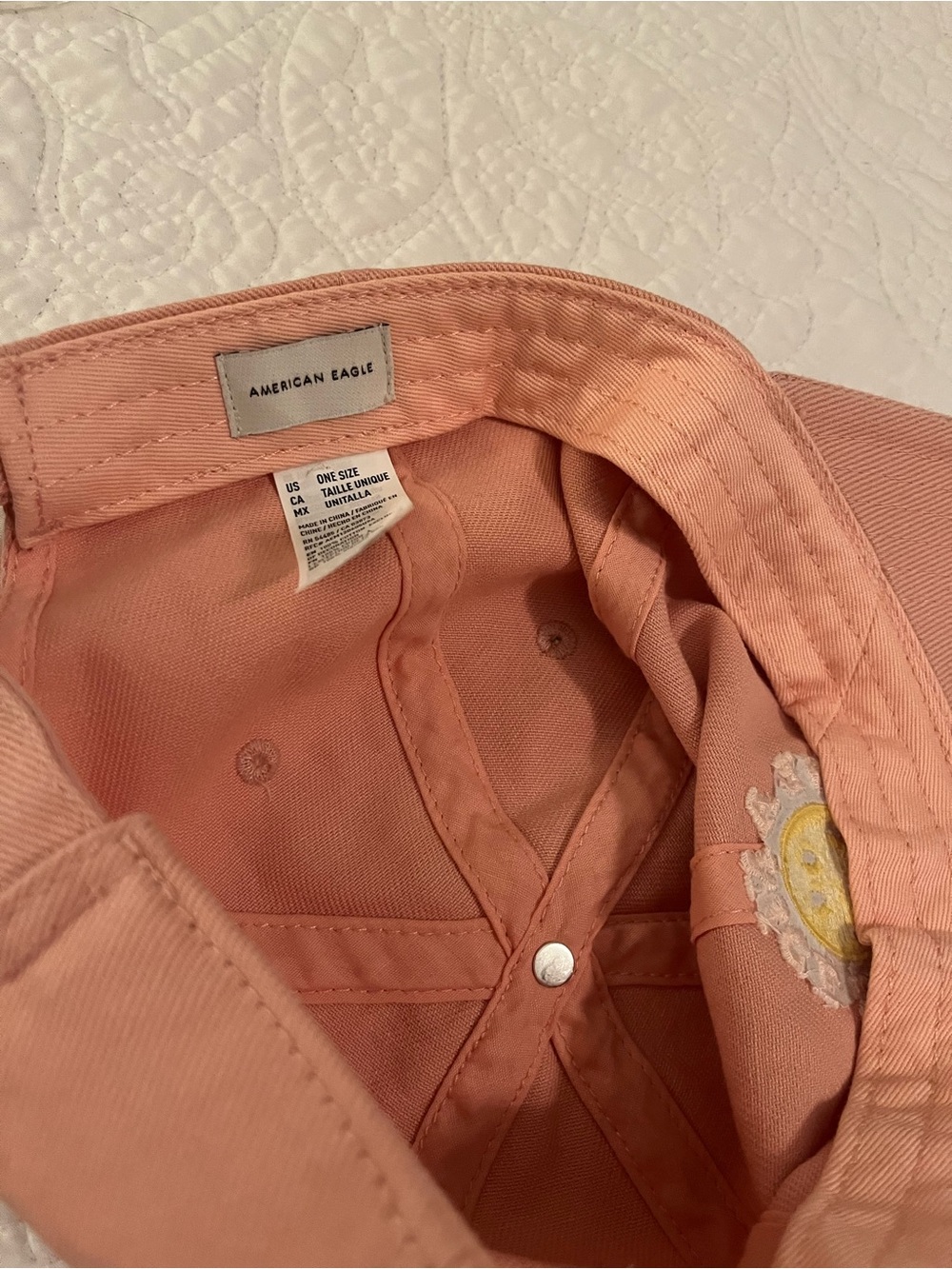American Eagle Outfitters Pink Smiley Face Baseball Cap - Picture 4 of 5